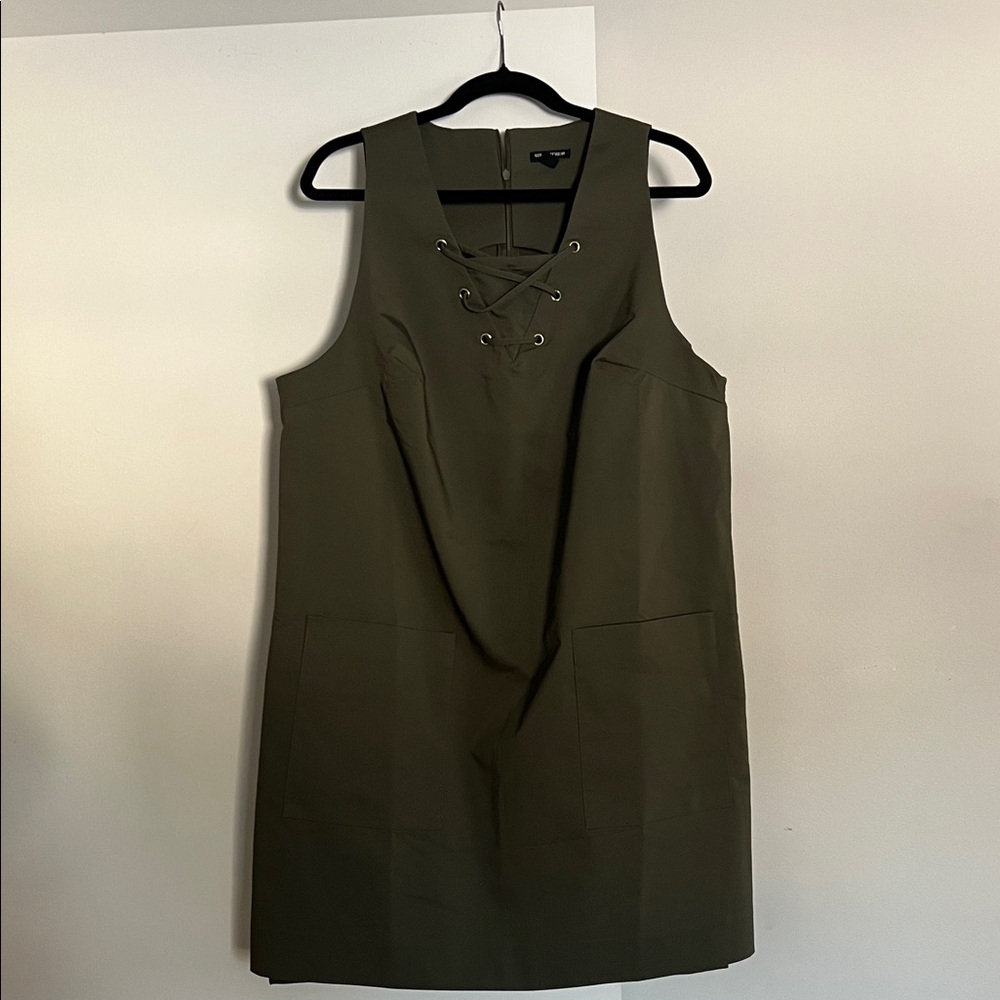 Who What Wear Khaki Lace-Up Mini Dress